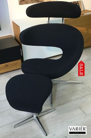 Schnäppchen Sessel Peel mit Hocker in Schwarz bei Riemenschneider-Wiesbaden